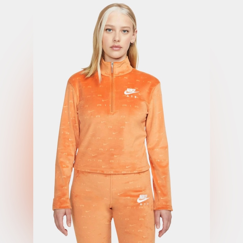 Nike Women's Vibrant Orange Quarter-Zip Sweatshirt and Bottoms Set